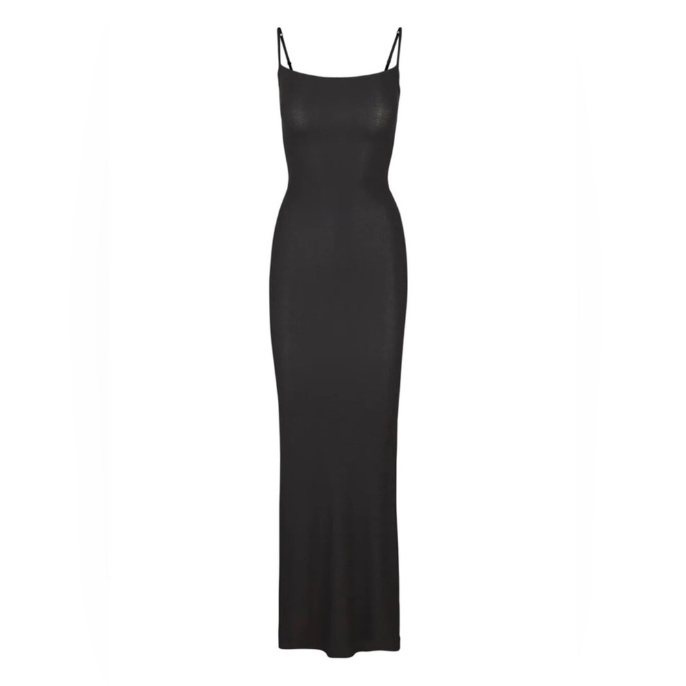 🪩 SKIMS Soft Lounge Rib Long Slip Maxi Dress in Onyx Black | XL  - NWT 🏷️